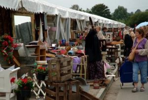 Visitors to an antiques fair