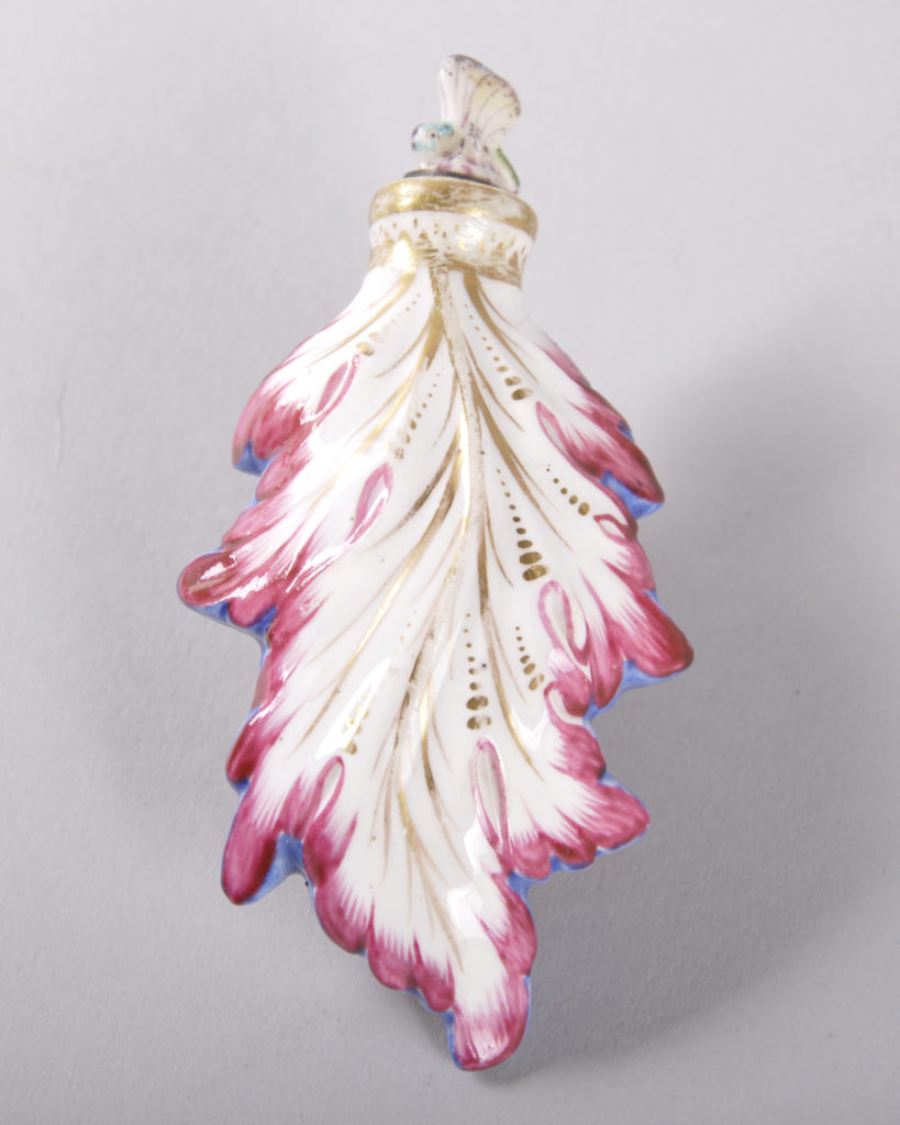 coalport porcelain leaf-shaped perfume bottle