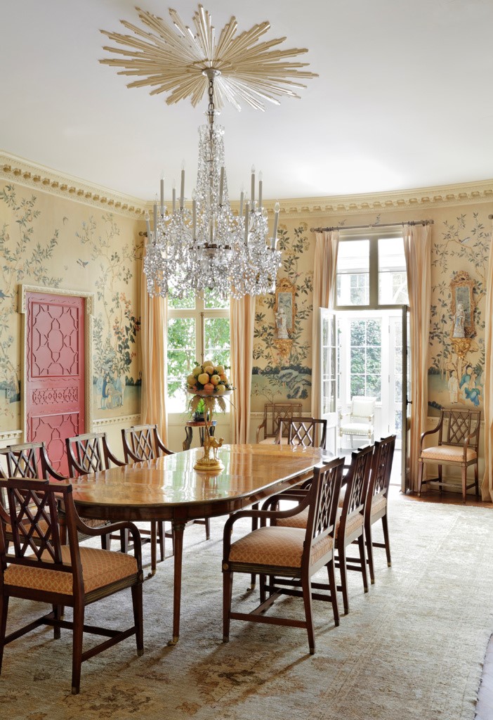 Antique furniture in contemporary dining room by Margaret Kirkland Interiors