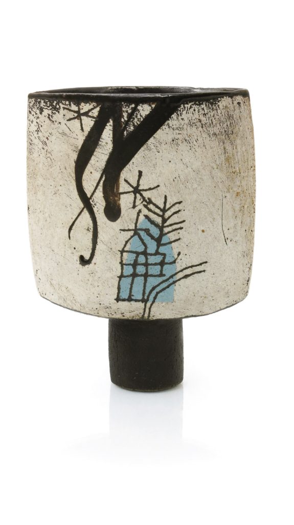 A tall spade vase studio pottery by potter John Maltby