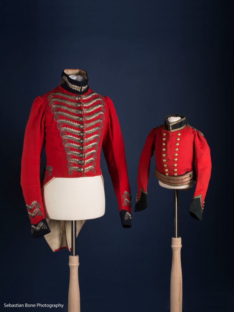 A pair of 19th-century military uniforms in the male fashion exhibition 