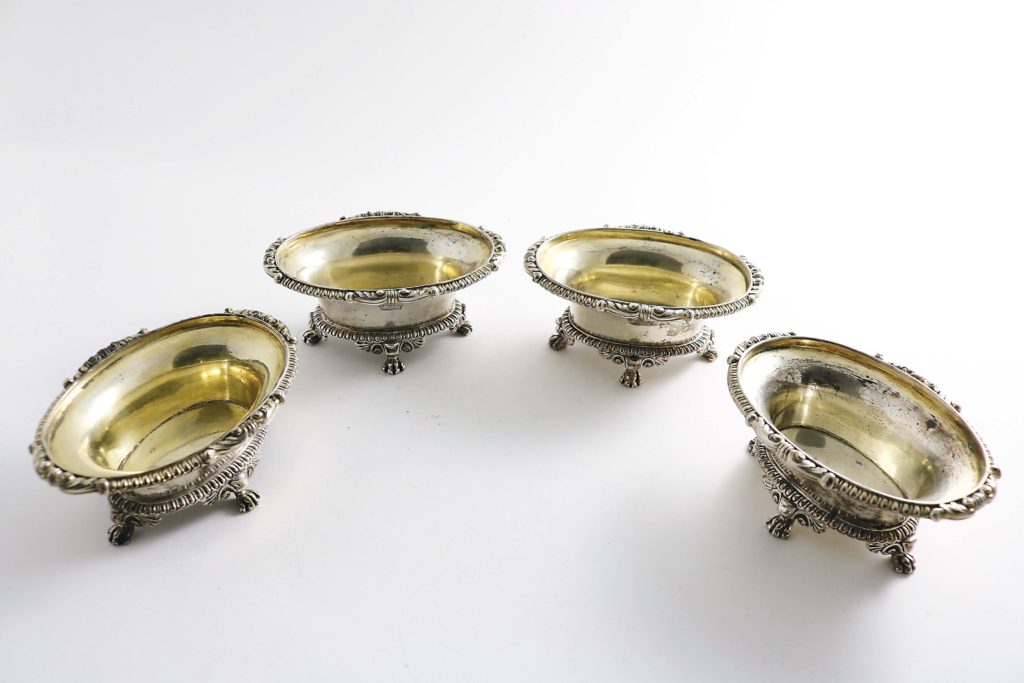 A set of silver salts by Paul Storr