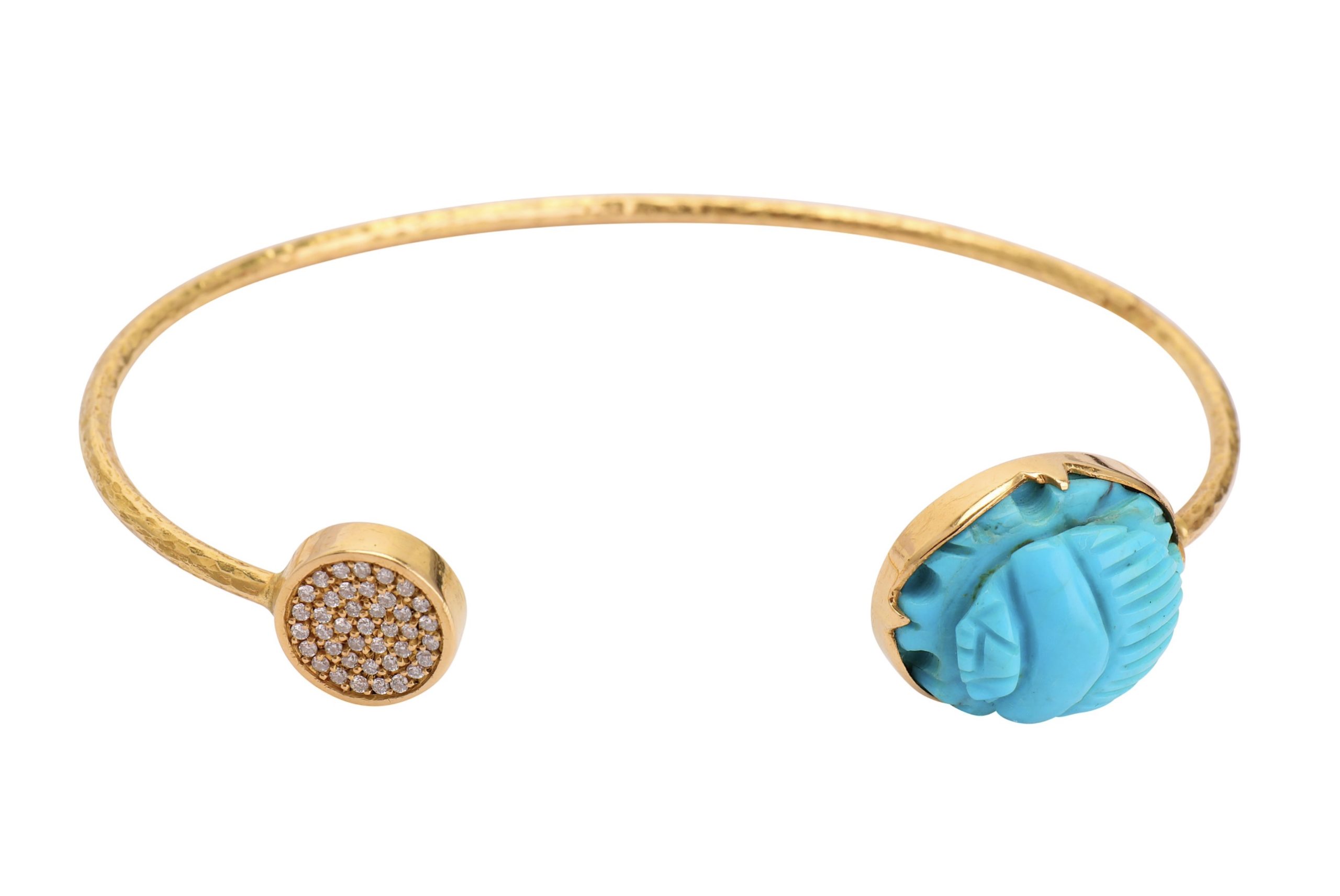 turquoise scarab and diamond bangle