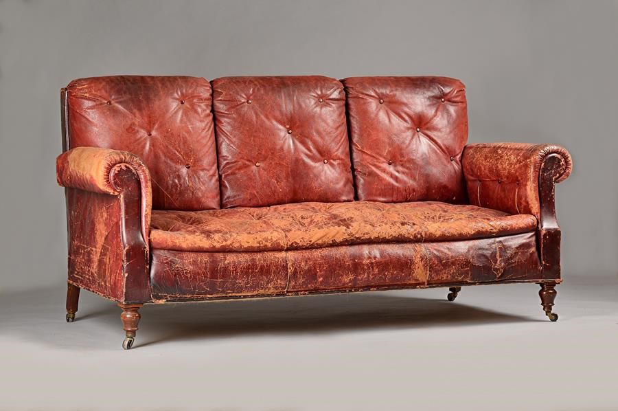 Antique French leather sofa