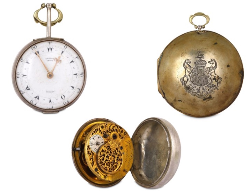 An English pair-cased pocket-watch by the esteemed watchmaker George Prior, bears Lord Byron's crest on its’ outer case