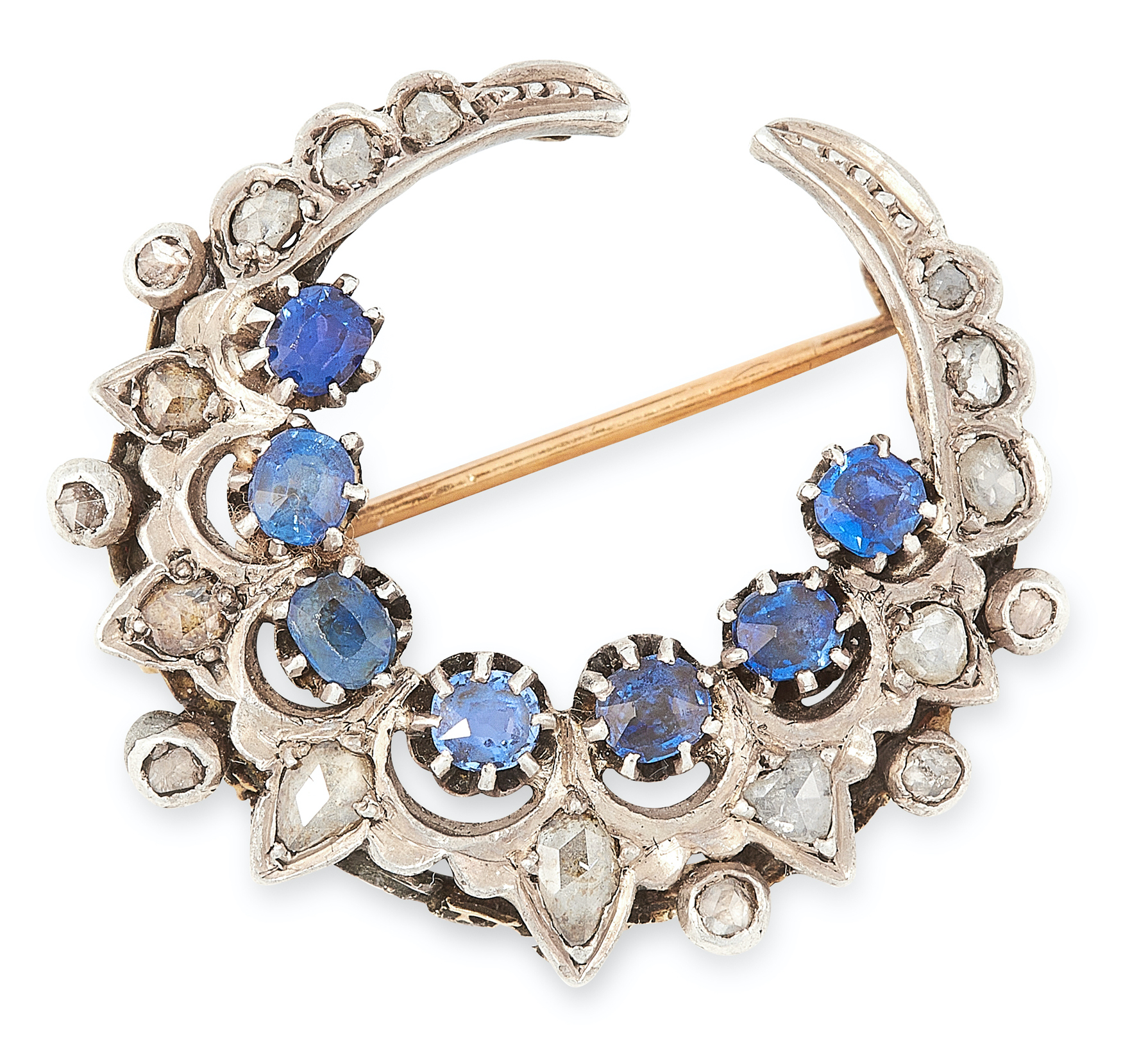 19th-century sapphire and diamond brooch