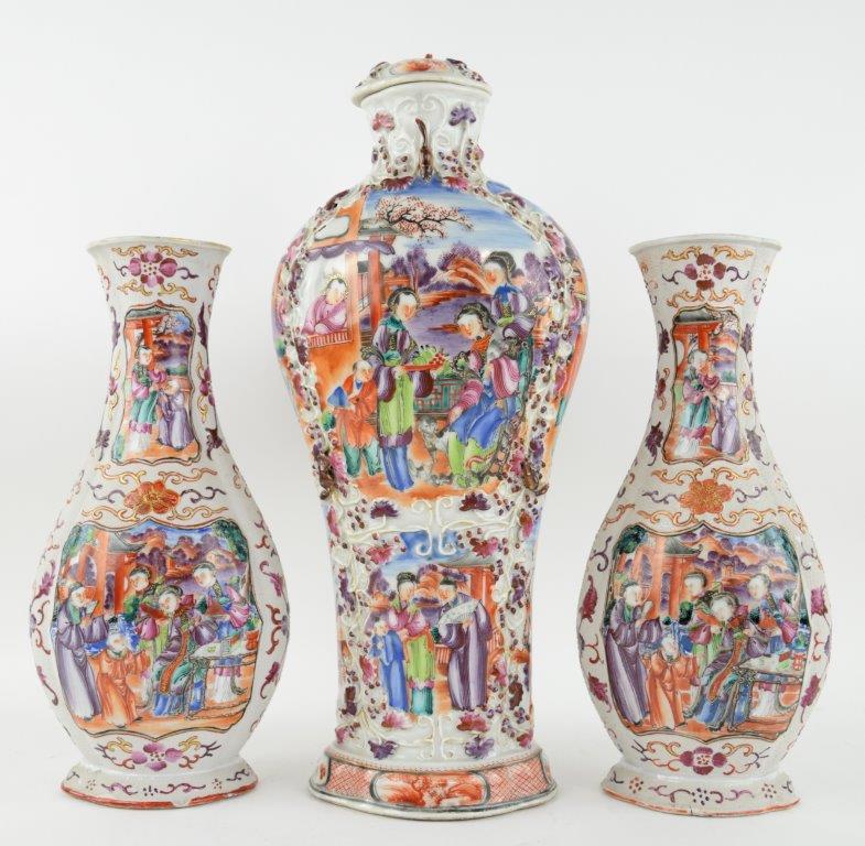 Chinese export famille rose vases