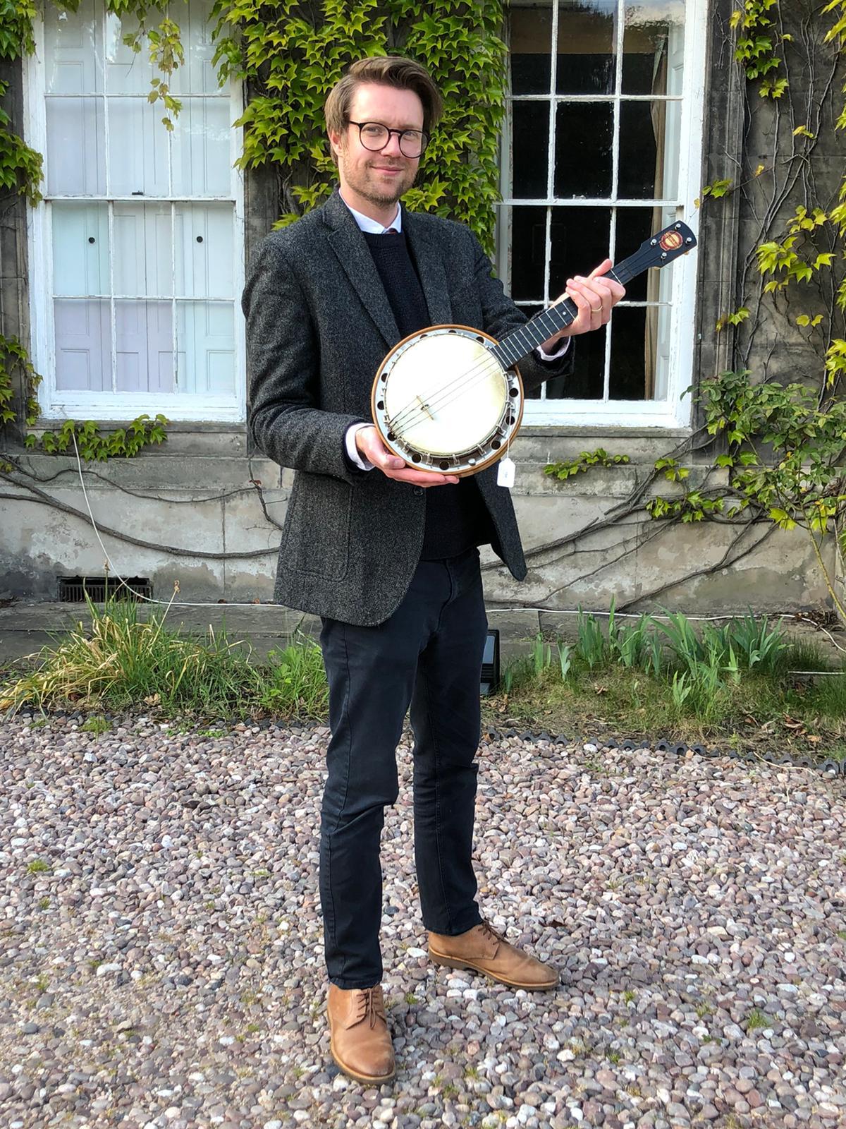 Jim Spencer with George Formby Banjo ukulele