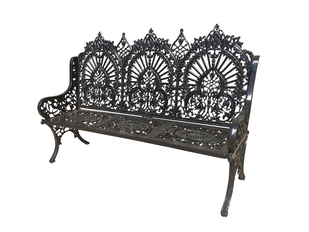 Decorative cast iron garden bench