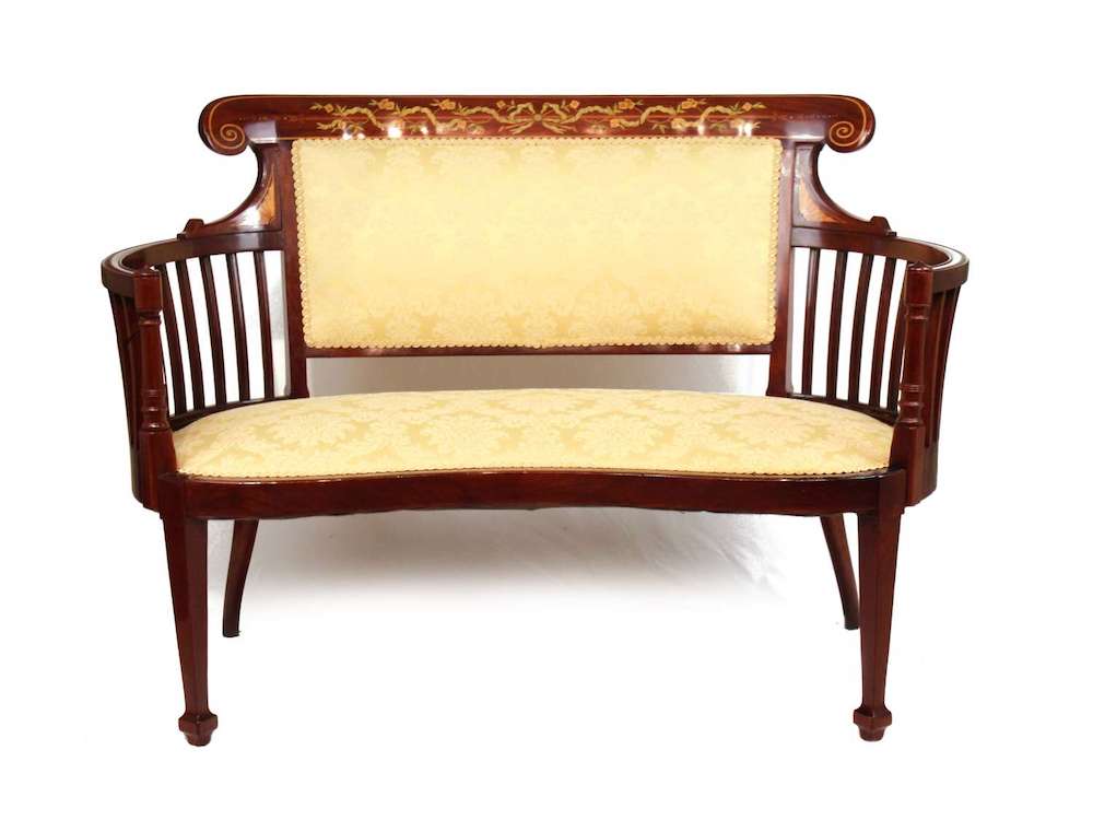 Victorian mahogany inlaid settee