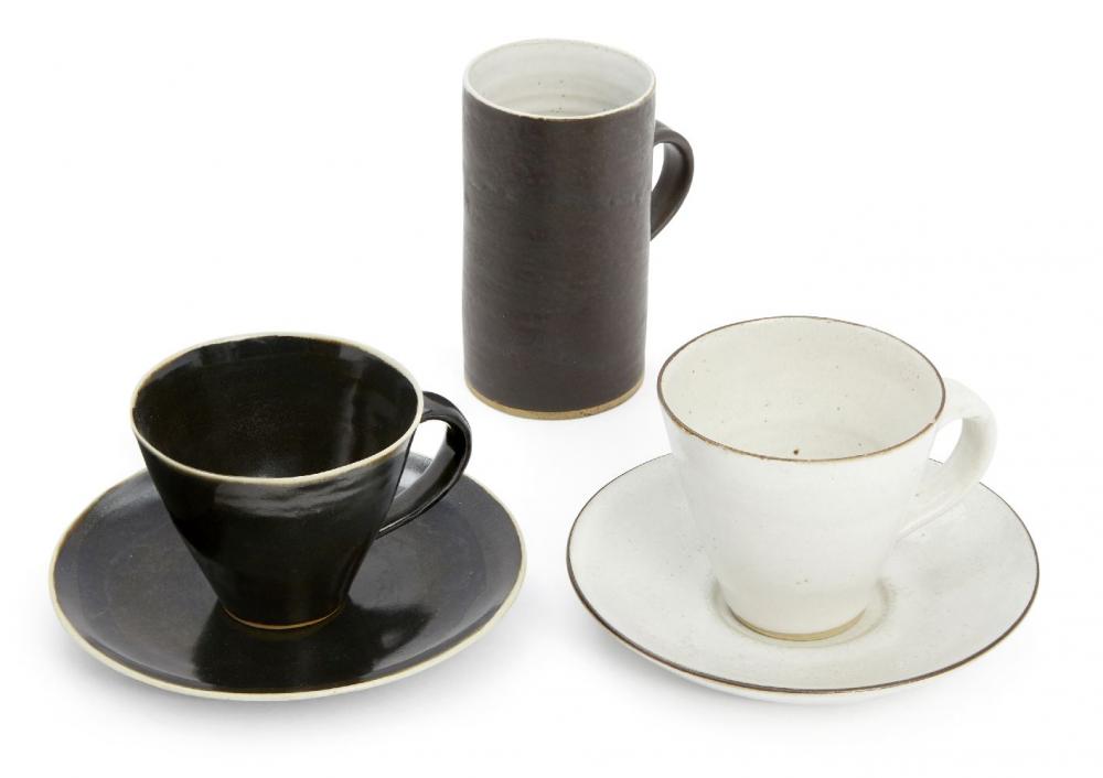 Dame Lucie Rie stoneware cups and saucers