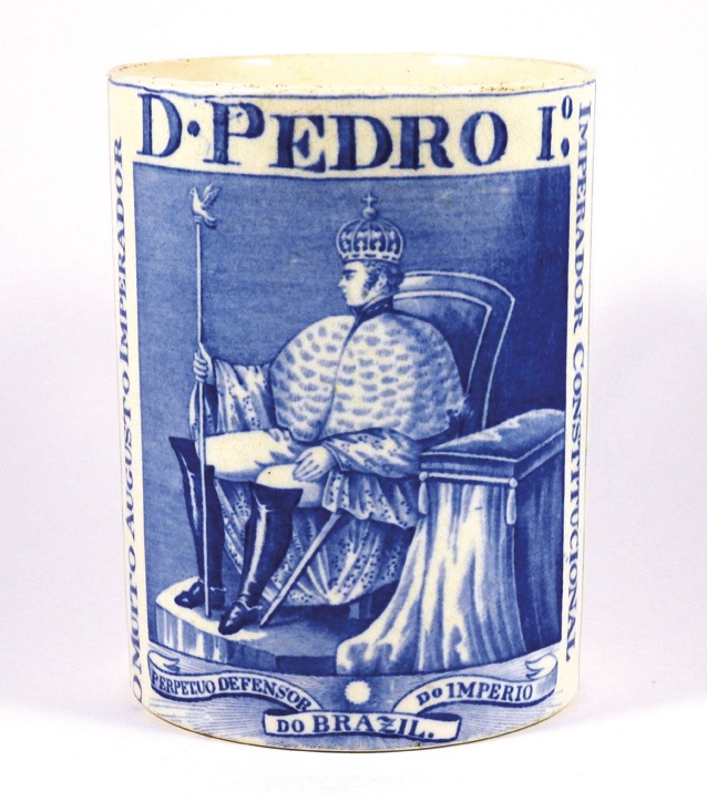 A Spode earthenware coronation mug for Dom Pedro the first Emperor of Brazil