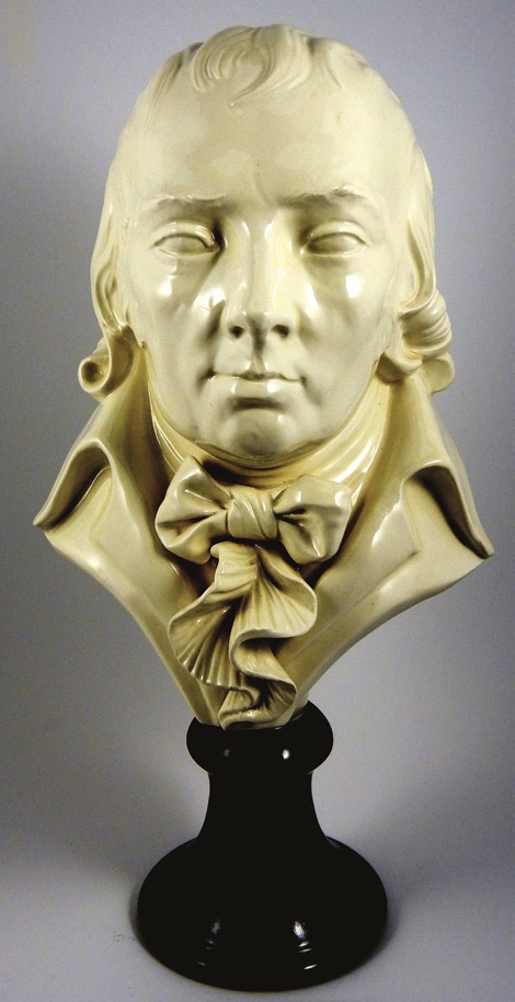 A bone china commemorative bust of Josiah Spode 