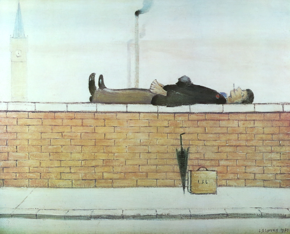 L.S. Lowry painting entitled 'Man Lying On A Wall'