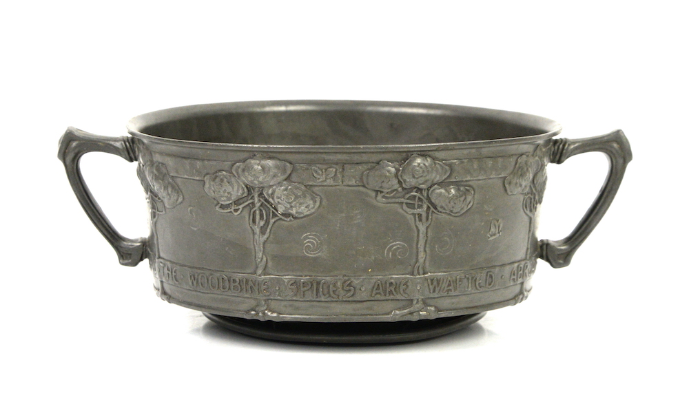 Tudric pewter twin-handled bowl by David Veasey for Liberty and Co.