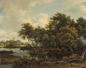 Meindert Hobbema’s A wooded river landscape with a punt, Deventer in the distance (estimate: £500,000-800,000)