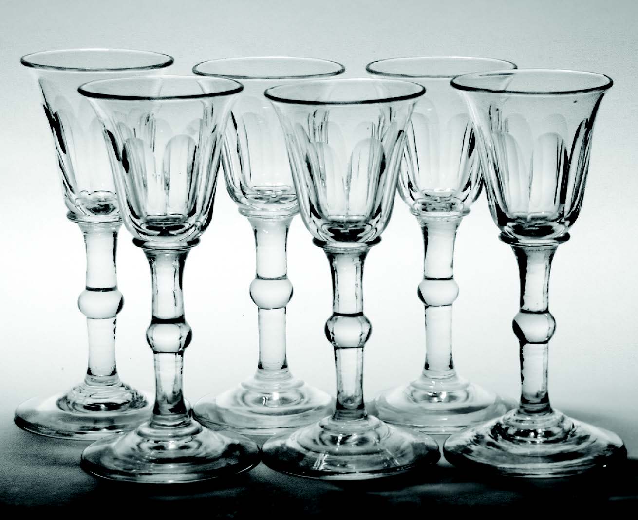 Six 18th and 19th-century port and gin glasses