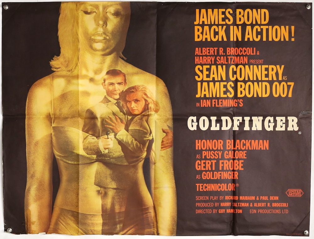 A poster for the third Bond film, Goldfinger