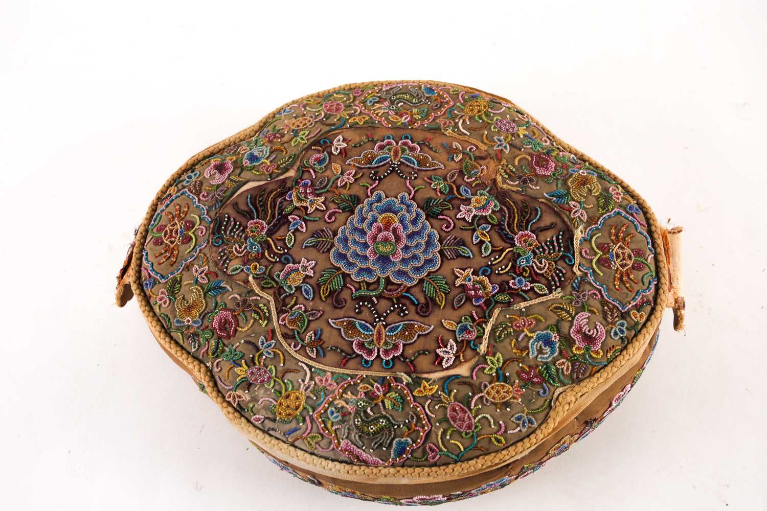 Straits China beadwork wedding footstool