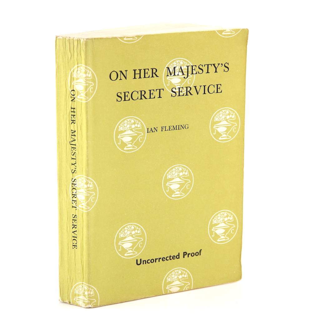 An uncorrected proof of the first edition of 1963 novel On Her Majesty’s Secret Service by Ian Fleming