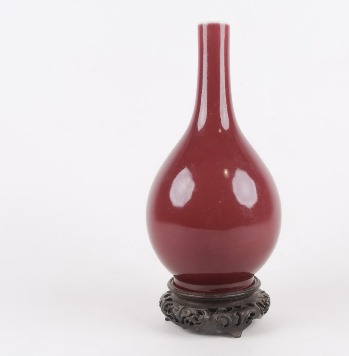 •A Chinese sang de boeuf pear shape bottle vase, 18th century