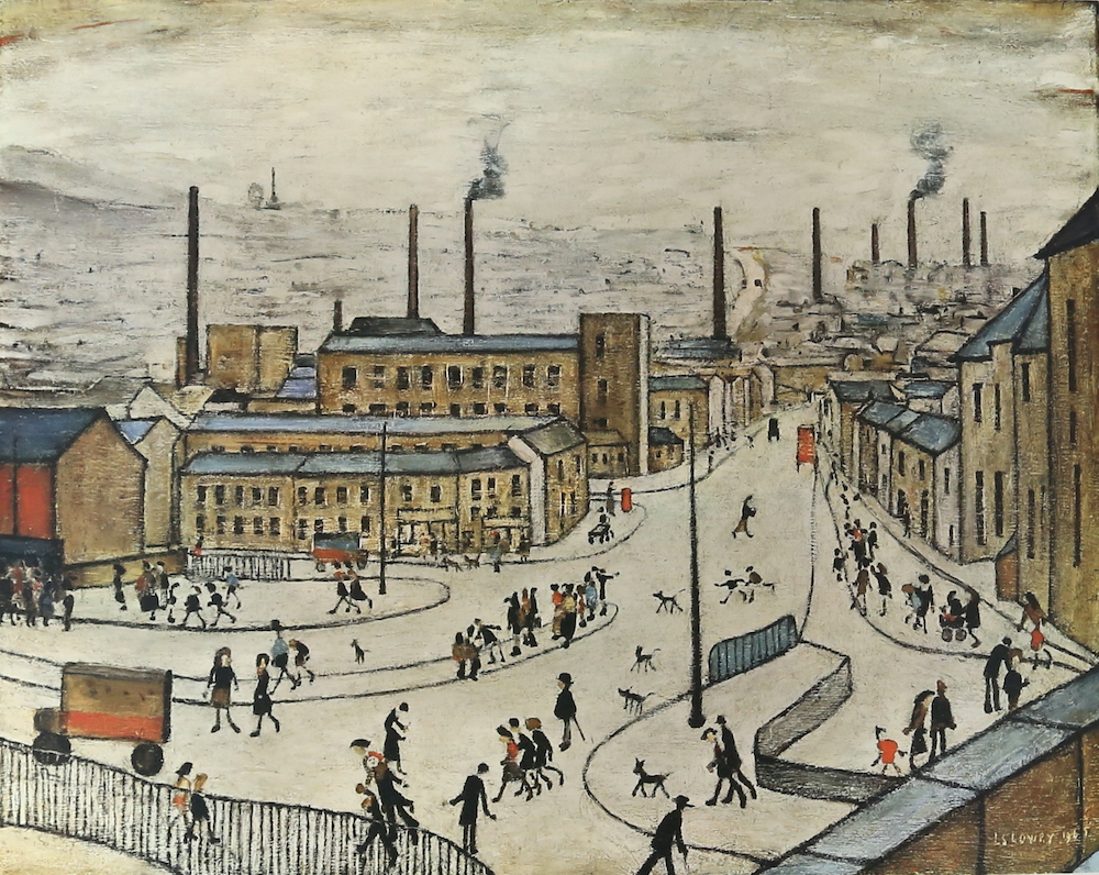 A colour lithograph by perennially popular British artist Laurence Stephen Lowry