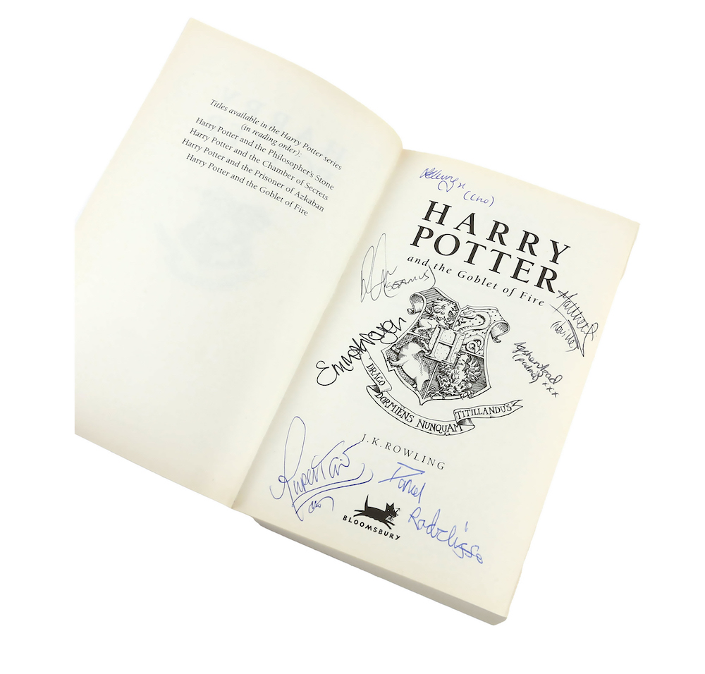 Cast signed copy of Harry Potter and the Goblet of Fire