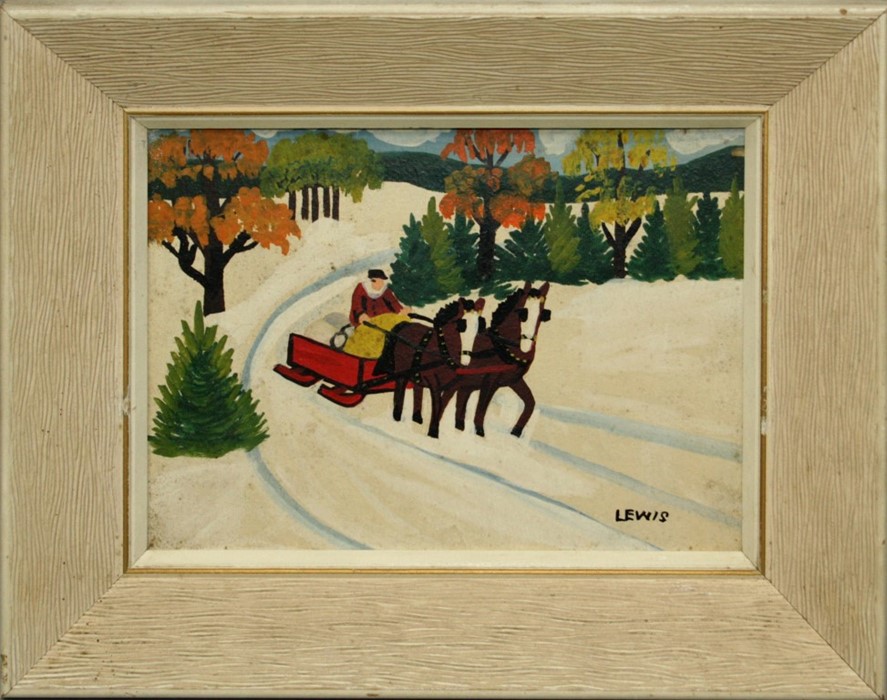 Maud Kathleen Lewis Canadian Figure in a horse drawn sleigh