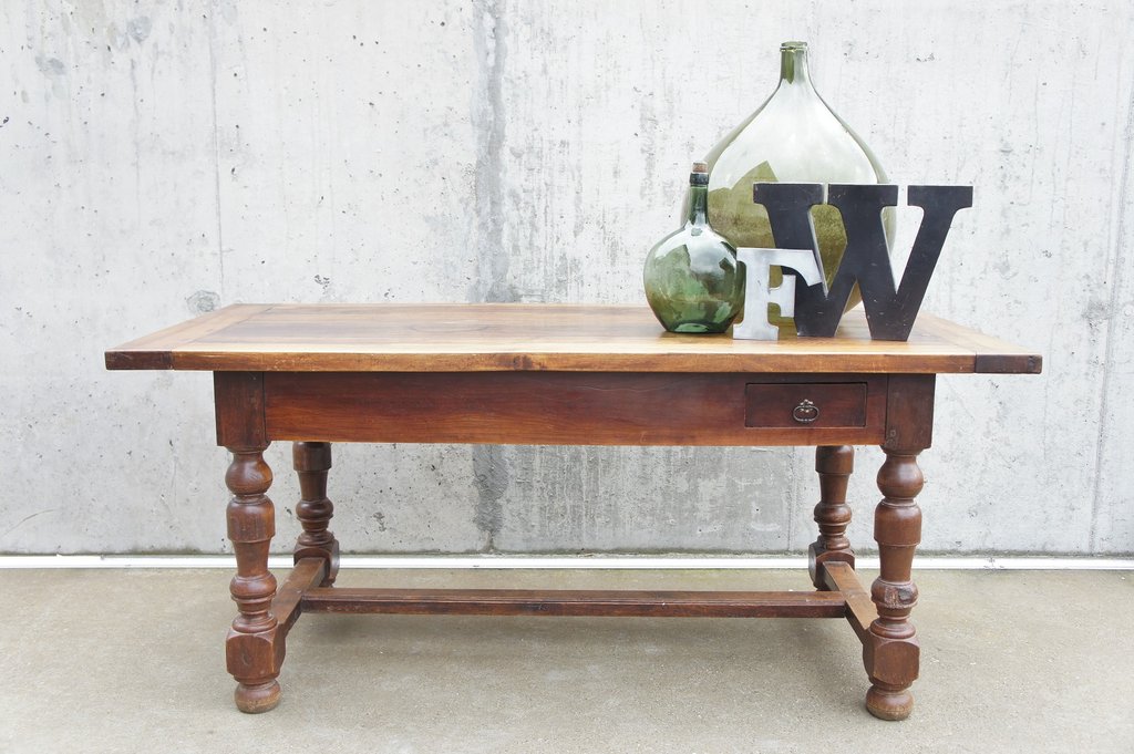 Antique French walnut dining table from Vintage French