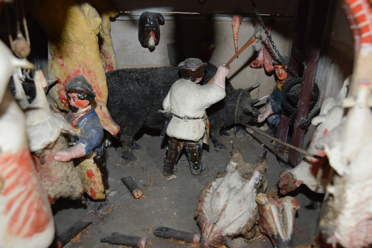 Detail of butchers shop diorama