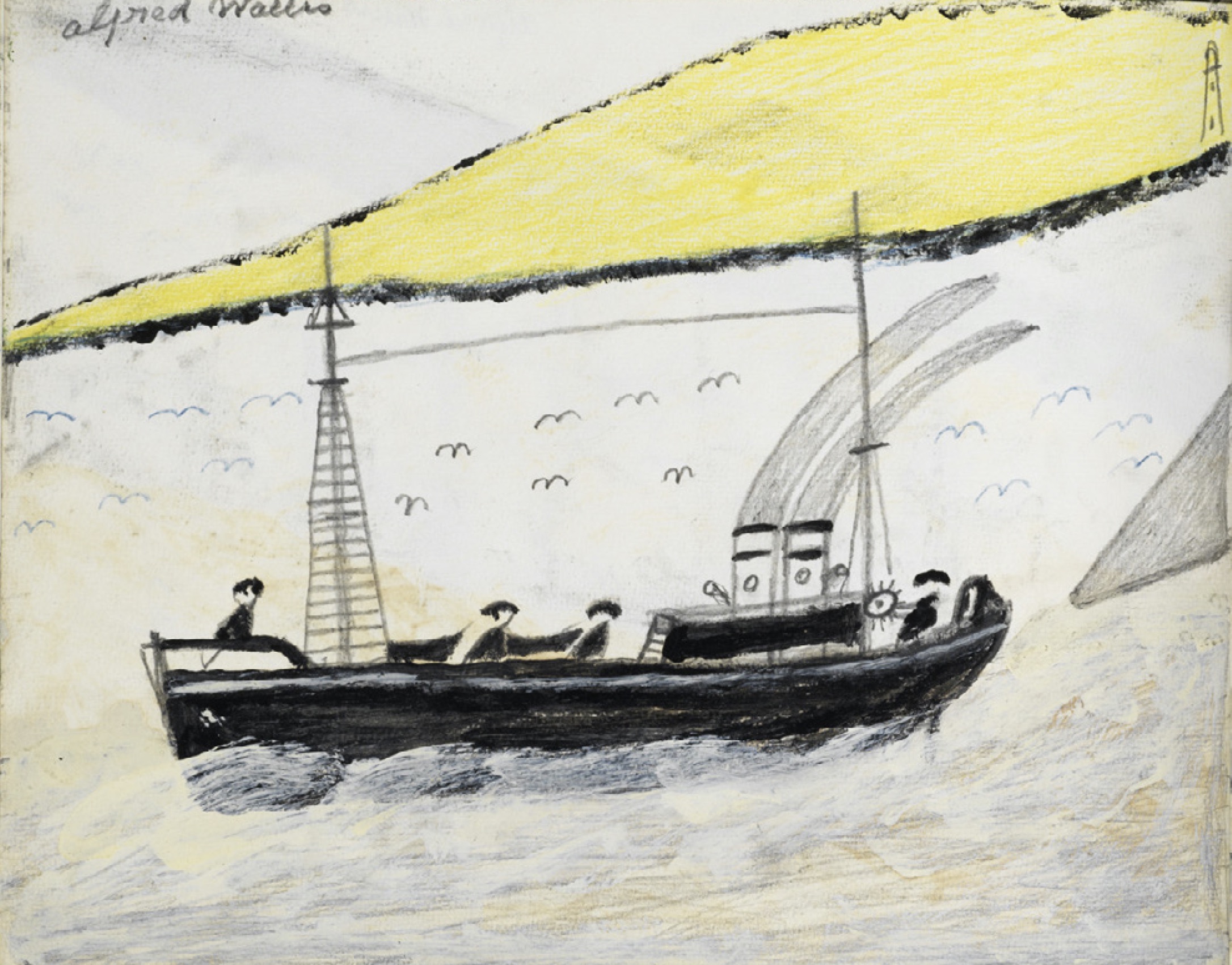 A painting of a boat in Alfred Wallis sketchbooks