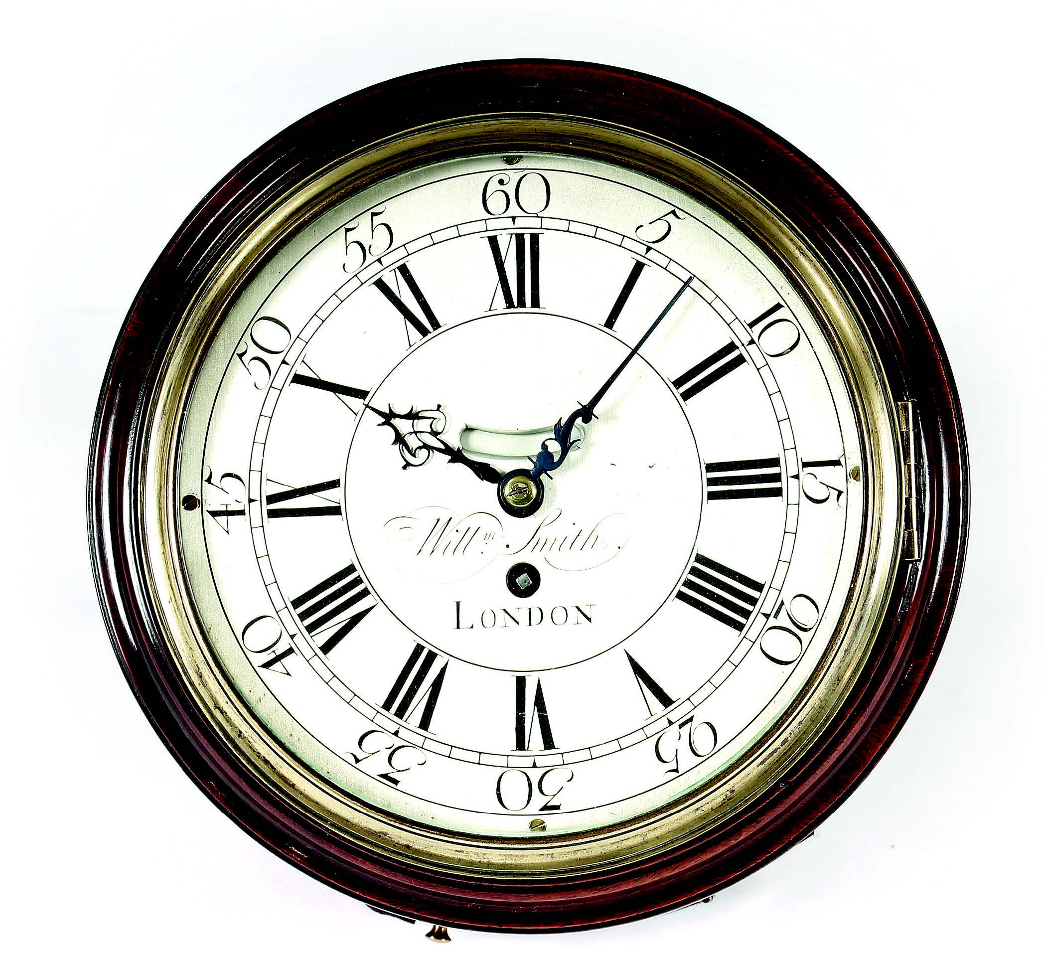 18th-century 8-inch silvered dial wall clock