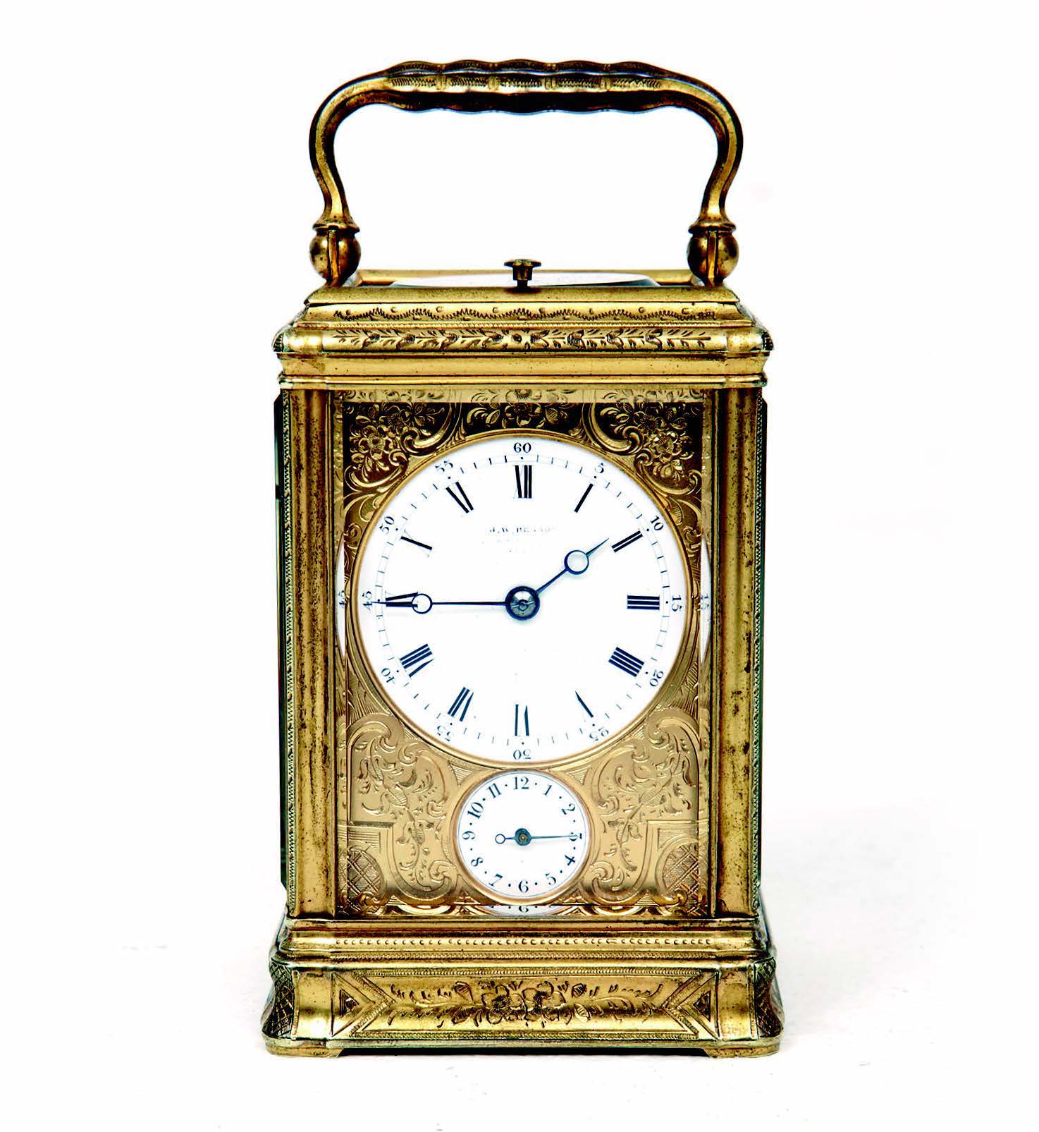 19th-century French gorge cased repeating carriage clock