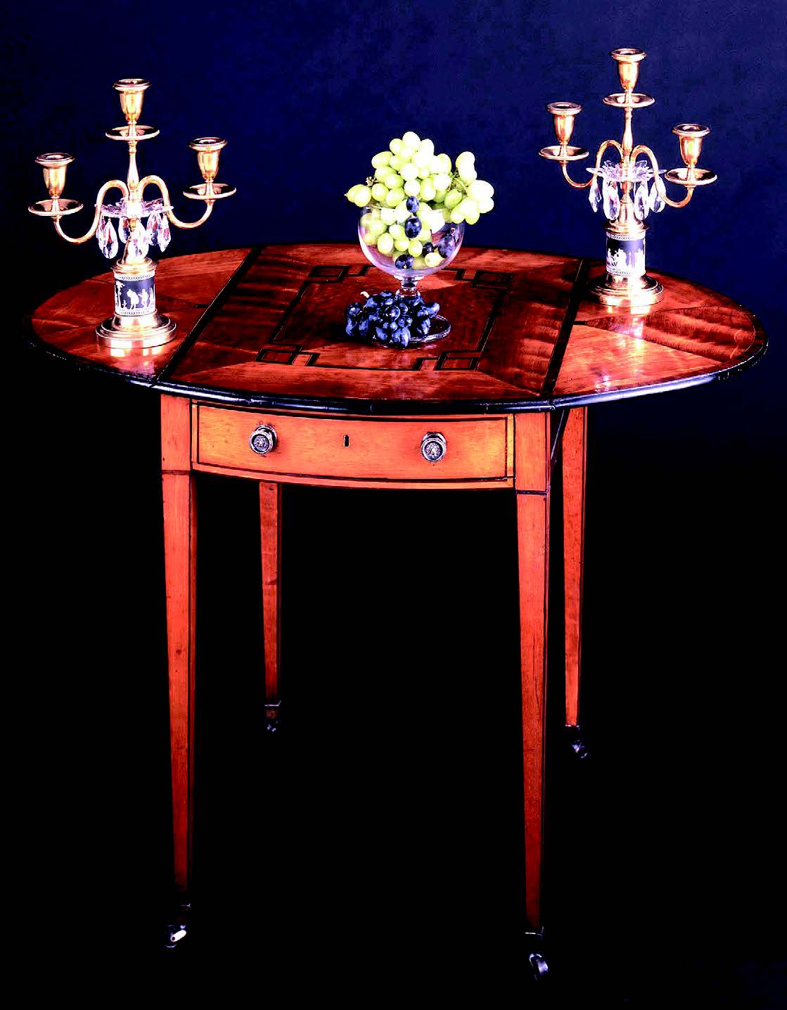 George III satinwood and rosewood inlaid oval Pembroke table, c. 1785