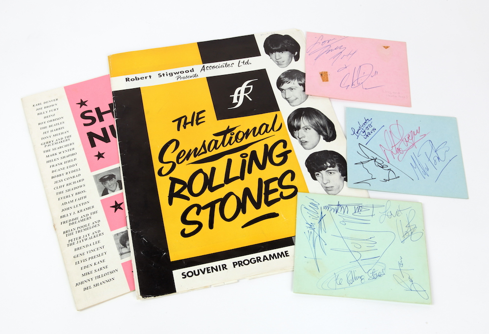 A Rolling Stones album page, signed by band members