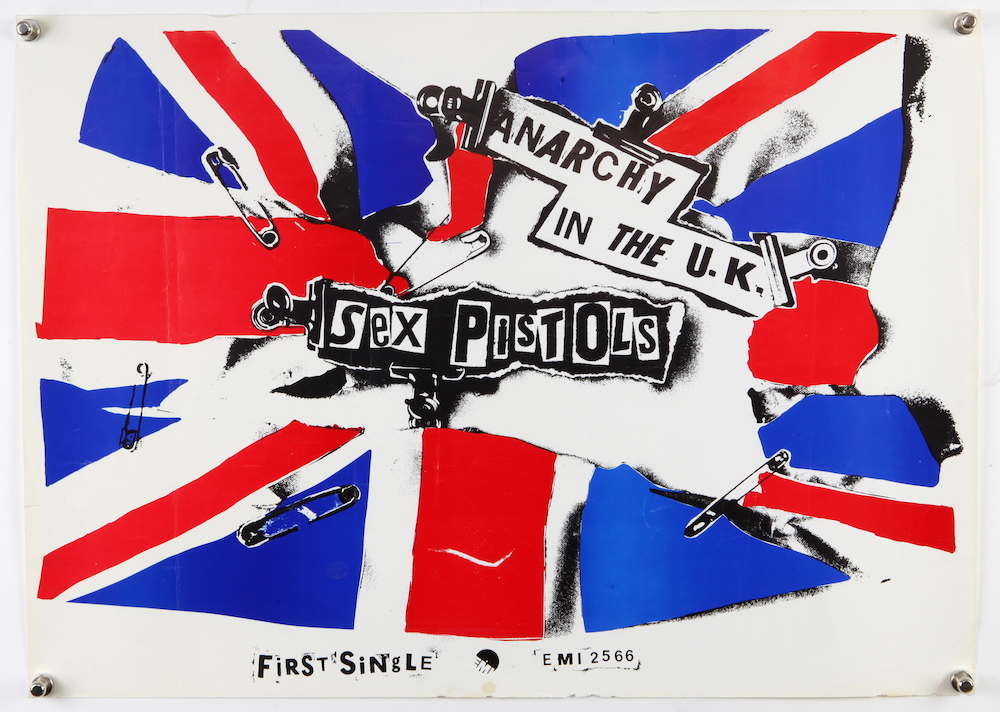 An original poster promoting the Sex Pistols’ debut single, Anarchy In The UK