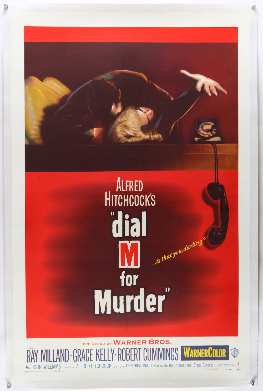 A US one-sheet poster for 1954 movie Dial M For Murder, starring Grace Kelly, went for £1,365