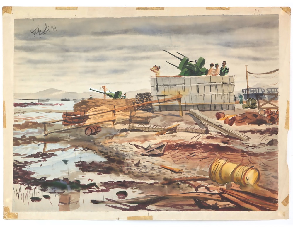 watercolour sketch from WWII by Joe Stefanelli