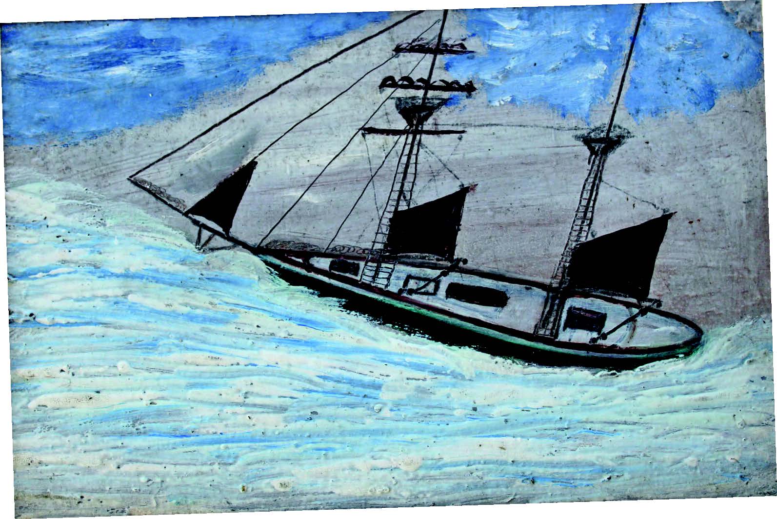 Alfred Wallis (1855-1942) West Country Schooner on a Swell