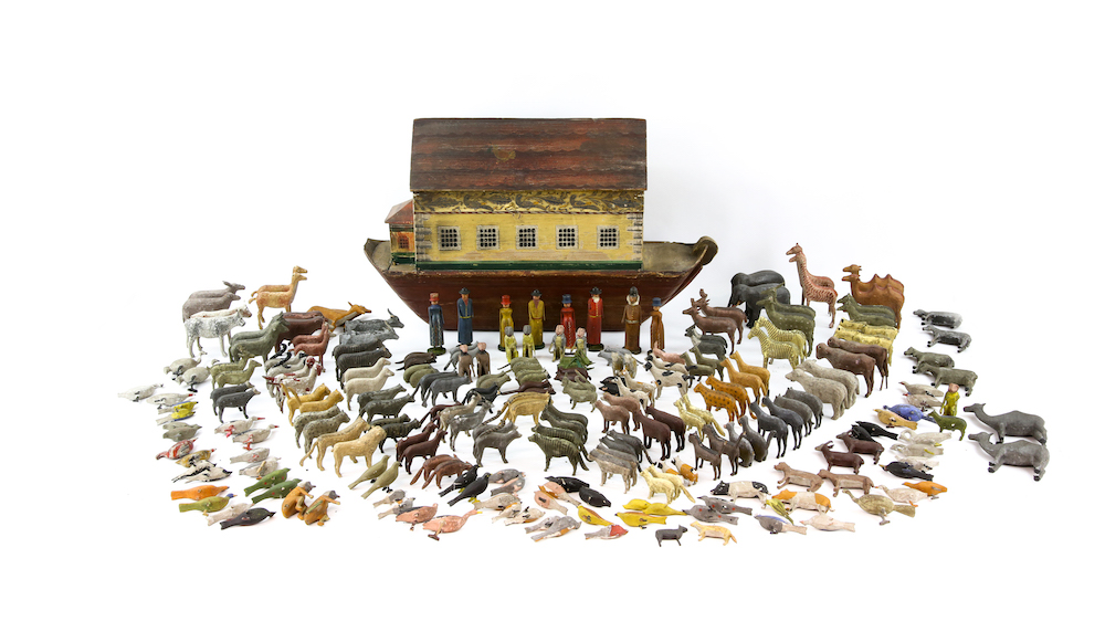 A 19th-century Bavarian Erzgebirge painted wood Noah's Ark 