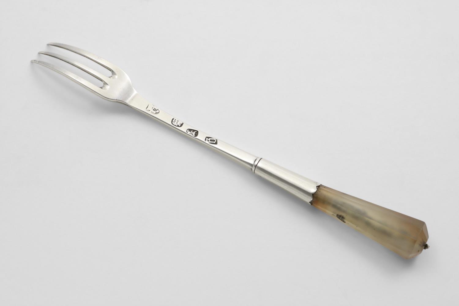 A Charles II three-prong fork by Thomas Issod, 1684