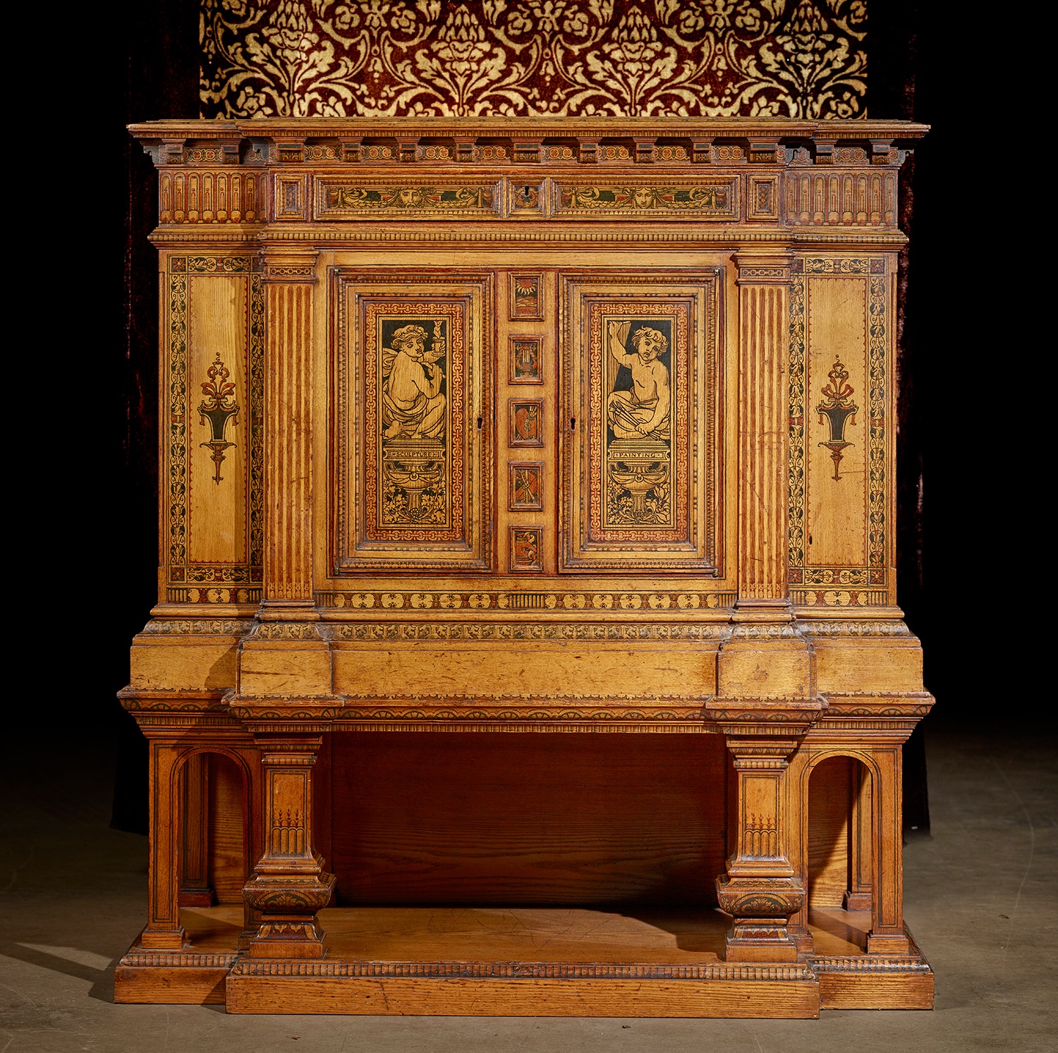 Godfrey and Sykes Gamble renaissance revival cabinet-on-stand circa 1860