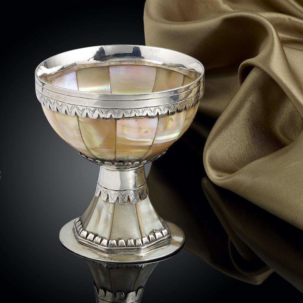 A 17th-century mother of pearl goblet