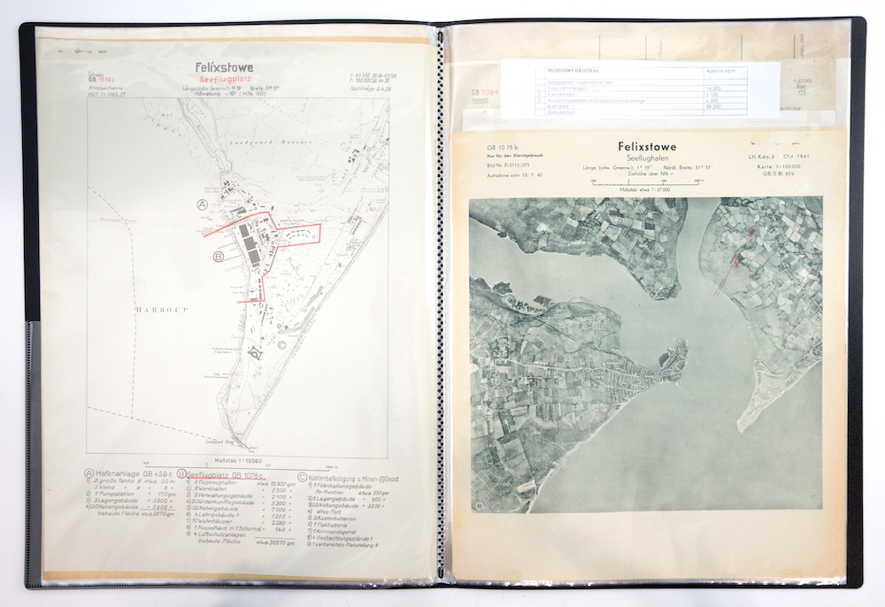 German Luftwaffe aerial view of Felixstowe docks on Suffolk coast