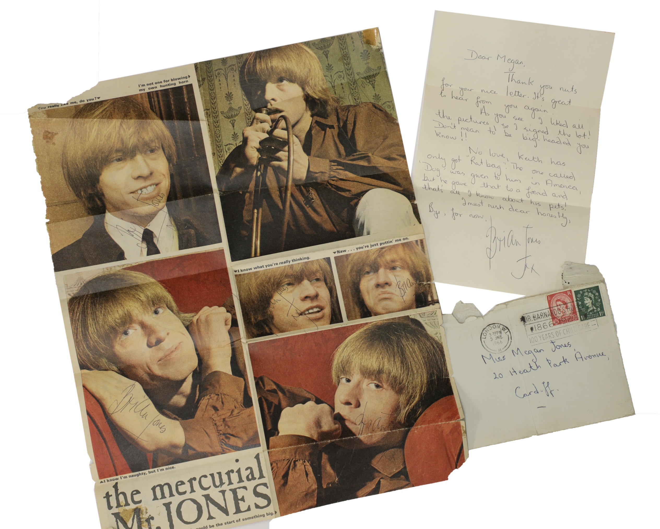 Letters from Brian Jones of the Rolling Stones to a fan