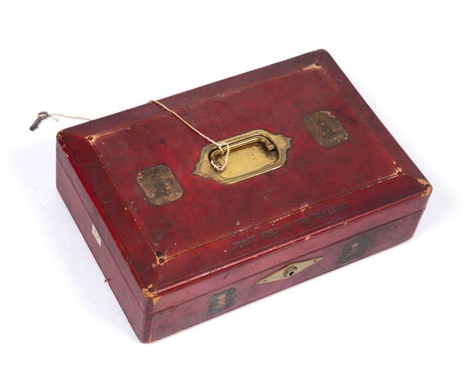 A red despatch box owned by Stanley Baldwin