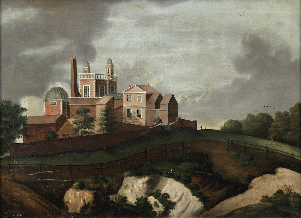 British School, 18th Century The Royal Observatory, Greenwich and its meridian buildings from the south-south-east, c. 1790