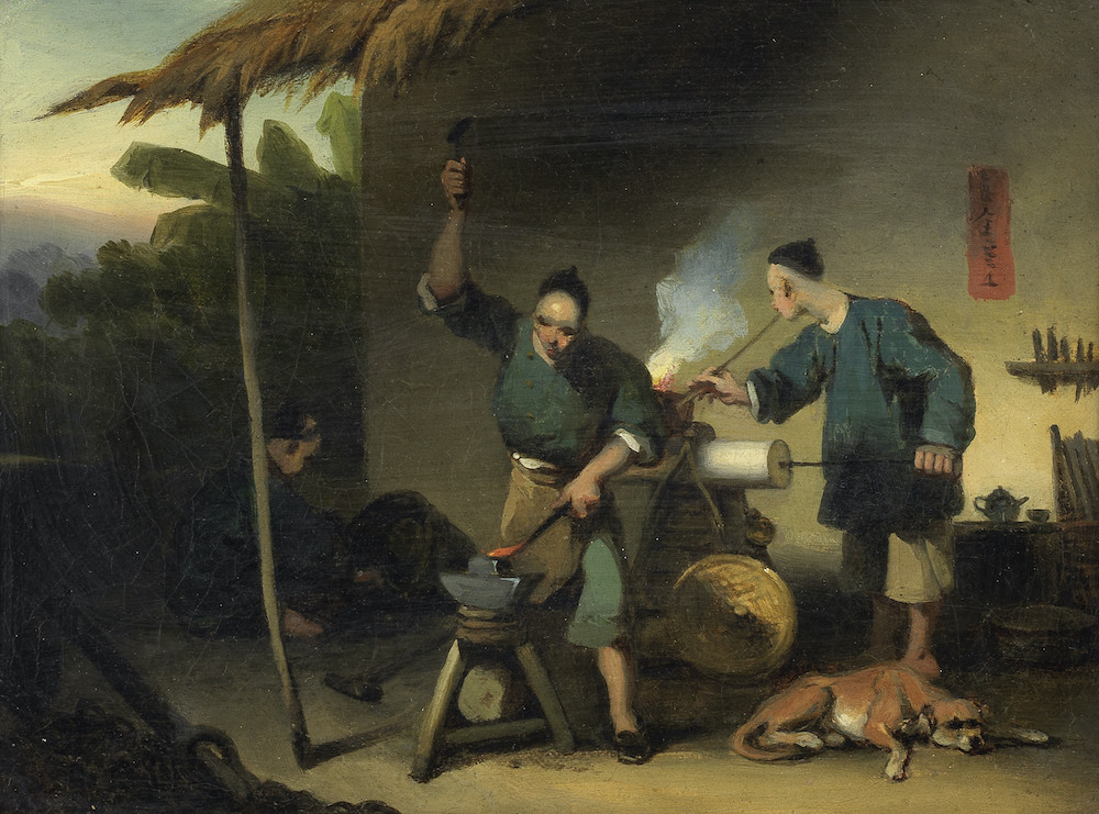  A Chinese blacksmith's stall, Macau by George Chinnery