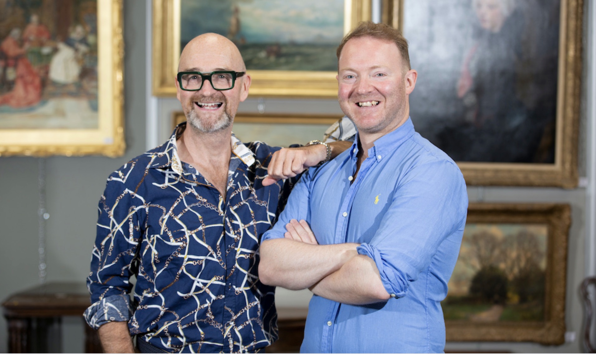 Celebrity TV antiques presenter David Harper and auctioneer and antiques expert David Elstob