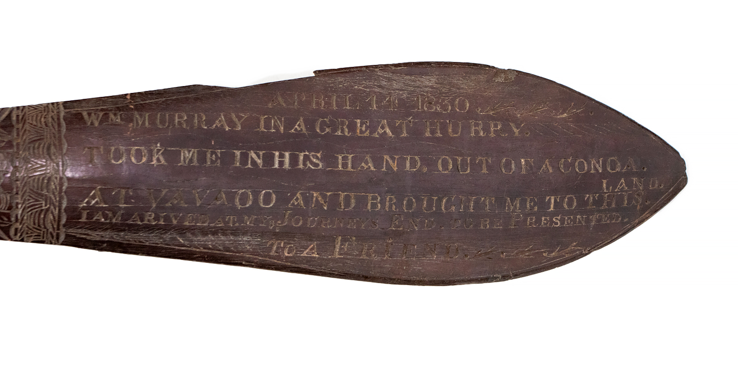 Inscription on a tribal paddle